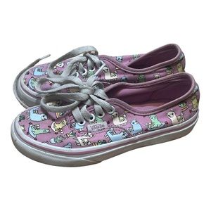 Vans Little Girls Sz 13 Pink Lama Print Lace up Sneaker Shoe